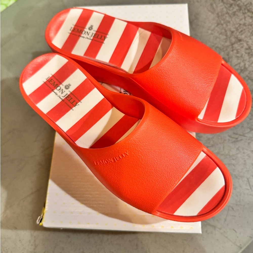 Lemon Jelly Red Slide Sandals